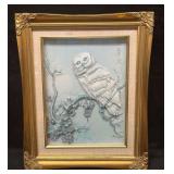 Owl Shadow Box Collage Art By Genny 1988 (R72)