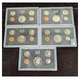 5 United State Proof Sets 1968 1969 1971 1972