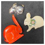 Bunny Rabbit Brooch Lapel Pin Lot of Three 3 Liz C