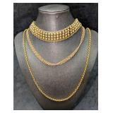 3 Vintage Unmarked Gold Tone Necklaces