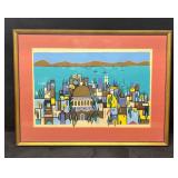 Naim Basson Artist Proof Of Haifa Bay Pencil Signe