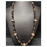 Murano Venetian Lamp Work Glass Bead Black Gold To