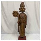 Hand Made Crafted Wooden Statue 39" Tall Foreign M