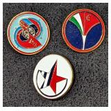 3 Russian Space Mission Pins/Ticktacks