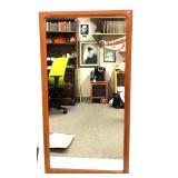 Large Mid-Century Square Mirror With Wood Frame