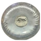 Vintage Wall Hanging Lion Of Luzern Pewter Plate