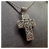 Sterling Silver Filigree Cross Pendant Necklace
