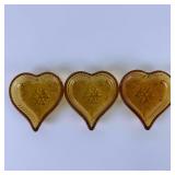 Indiana Amber Glass Heart Shaped Embossed Candy Tr