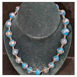Vintage Italian Murano Blue Pink Gold Art Glass Be