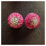 Sterling Silver CZ Pink & White Earrings