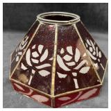 Red Rose Tiffany Style Glass Lamp Shade Small