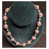 Vintage Italian Murano Pink And Gold Art Glass Bea
