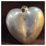 Sterling Silver Heart Shaped 3D Pendant Necklace