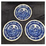 3 Retired Spode Blue Tower China Luncheon Plates B