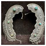 Mexico Silver Plated Turquoise Screw Back Earrings