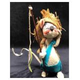 Annalee Mobilitee Doll Mouse With Fishing Rod 1971