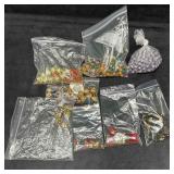 Beads and Collection of Costume Jewelry Beaded Pie