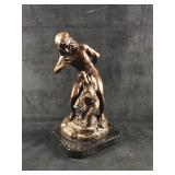 Vintage Bronze Sculpture, Bohemian Bear Tamer