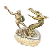 Hudson New Age Pewter Knight Vs Dragon Figurine