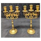 Pair Of Vintage Lions Of Judah Shabbat Candelabras