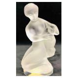 Laliqueï¿½Signed Crystal Woman With Fawn Figurine