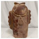 Terracotta Folk Art Fish Shaped Vessel Garden Scul