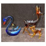 Hand Blown Glass Figurines Mother And Child Deer A