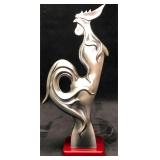 Chinese Silver Resin Chicken Sculpture Figurine