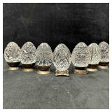 Seven Waterford Crystal Glass Eggs with Silver Pla