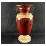 Large Hand Painted Stone Pattern Burgundy Handled