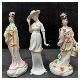 Porcelain Ceramic Figurines Geisha Women and Blue