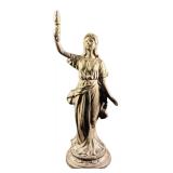 Vintage Wrought Iron Woman With Torch Figurine