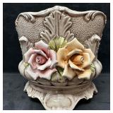 Capodimonte Floral Round Flower Planter Ceramic Po