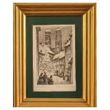 Original Framed Vintage Grossmünster Etching