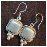 Sterling Silver Square Rope Accent Style Dangle Dr
