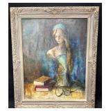Framed Oil On Canvas "Mignon" By Ben Sunday Unsign
