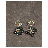 Vintage Unsigned Black Rhinestone And Glass Beaded