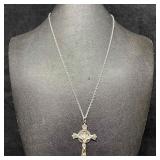 Sterling Silver Ornate Crucifix Cross Chain Neckla