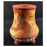 Hand Painted Mesoamerican Style Clay Vase