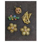 Vintage Unmarked AB Crystal Faux Pearl Rhinestone