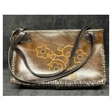 Vintage Leather Handicraft Purse With Embossed Flo