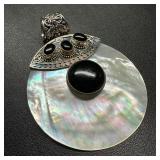 Sterling Silver Pearloid Disk Pendant