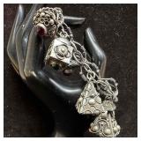 Etruscan Revival Style 800 Silver Charm Bracelet S