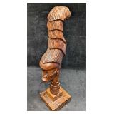 Vintage Carved Mahogany Wood African Woman Hair Bu