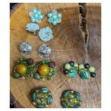 6 Pairs Of Vintage Clip On Earrings
