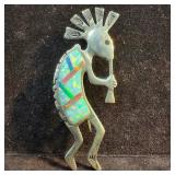 Kokopelli Flute Player Motif Sterling Silver Brooc
