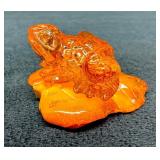 Beautiful Honey Amber Frog Statue
