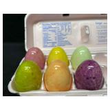 6 Genuine Alabaster Eggs Hand Carved By Ducceschi