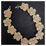 Gold Tone Floral Multi Colored Beaded Kramer Neckl