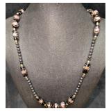 Vintage Italian Murano Black Art Glass Bead Neckla